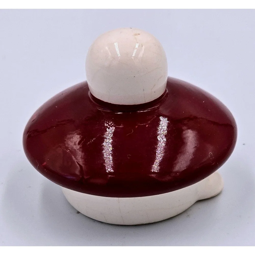 Vintage Burgundy Red and Cream Ceramic Teapot Canister Replacement Lid